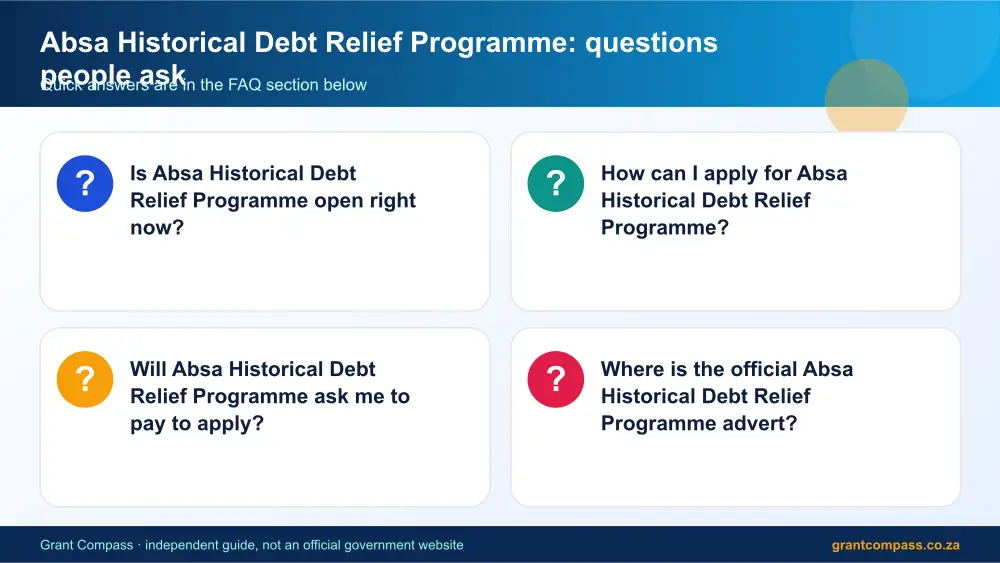 Absa Historical Debt Relief Programme common questions answered infographic – absa historical debt relief programme South Africa 2026