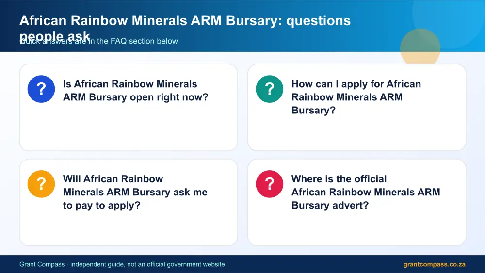African Rainbow Minerals ARM Bursary common questions answered infographic – african rainbow minerals bursary South Africa 2026