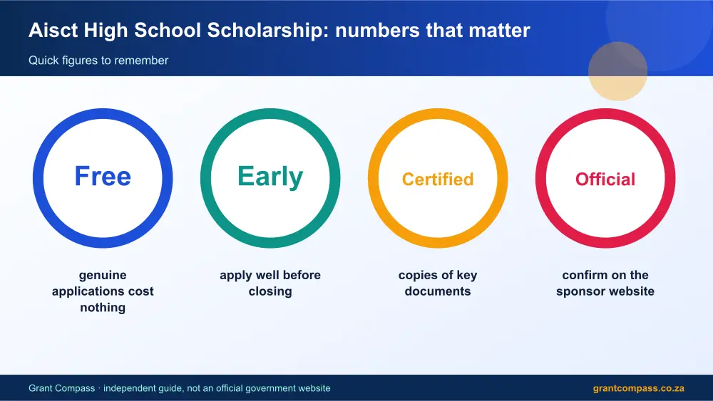 Aisct High School Scholarship numbers that matter infographic – aisct high school scholarship bursary South Africa 2026