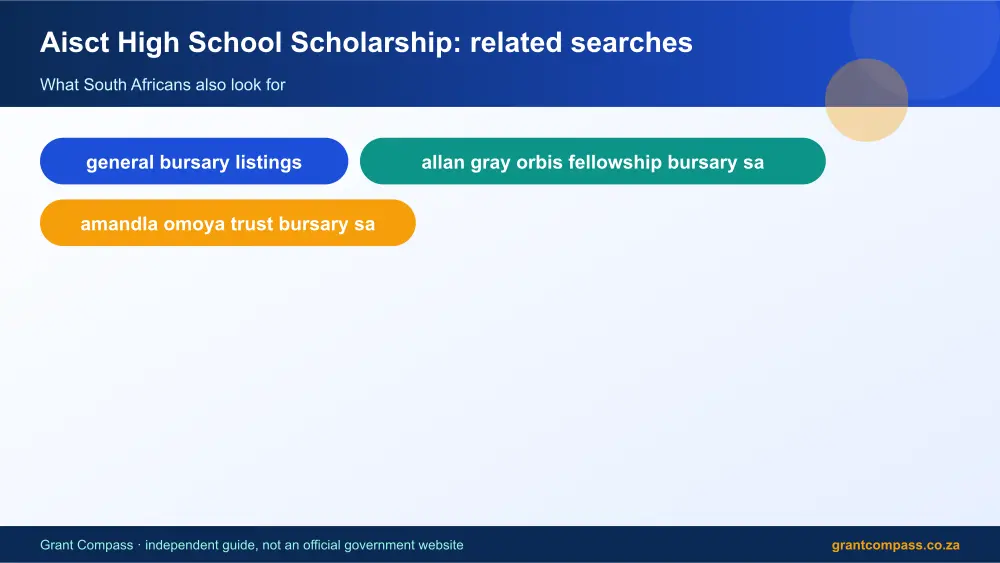 Aisct High School Scholarship related topics map infographic – aisct high school scholarship bursary South Africa 2026