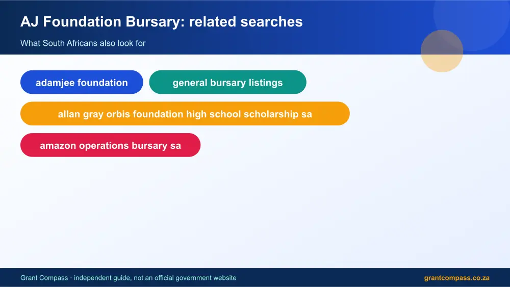 AJ Foundation Bursary related topics map infographic – aj foundation bursary South Africa 2026