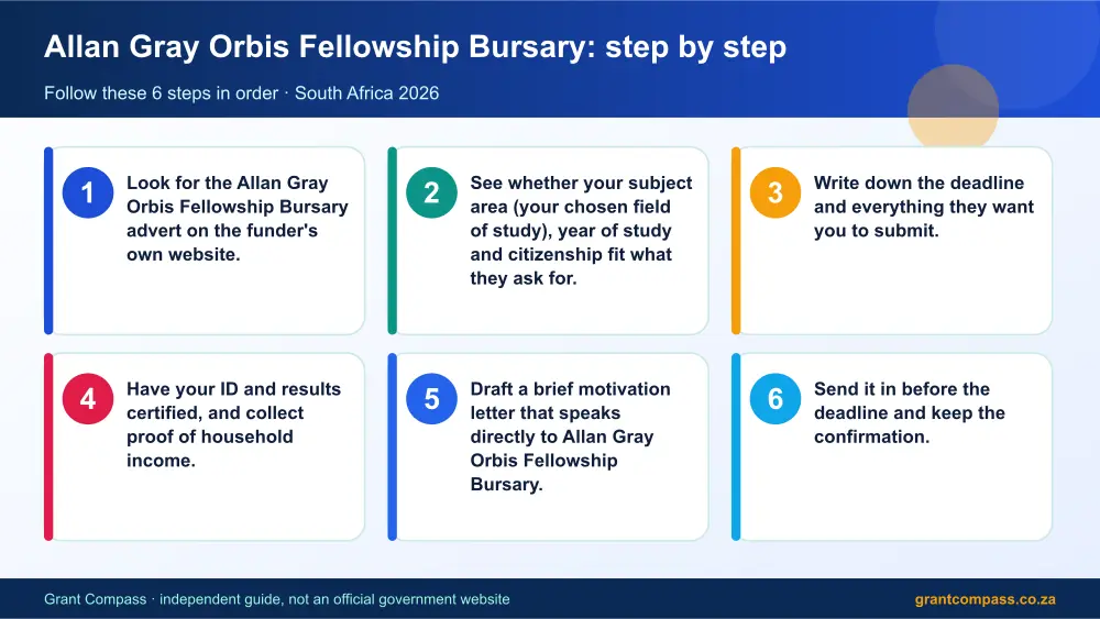 Allan Gray Orbis Fellowship Bursary step by step guide infographic – allan grey bursary South Africa 2026