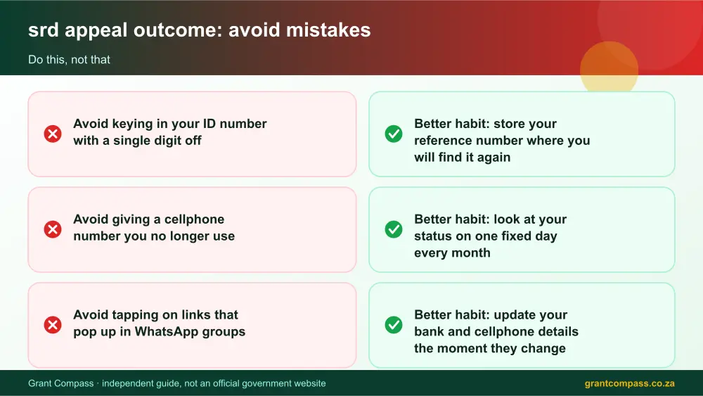 srd appeal outcome mistakes to avoid and tips infographic – srd appeal outcome South Africa 2026