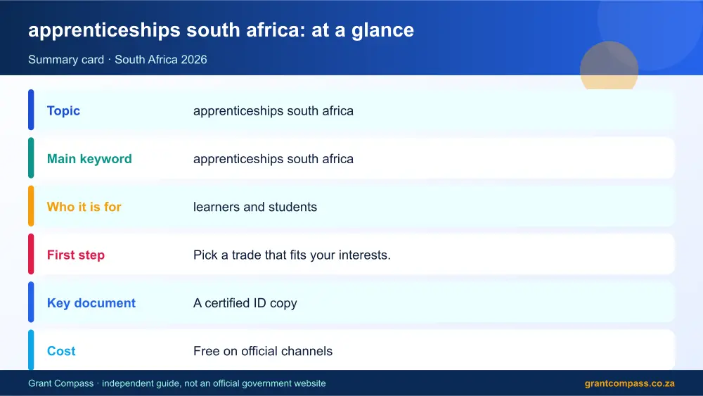 apprenticeships south africa at a glance summary infographic – apprenticeships south africa South Africa 2026