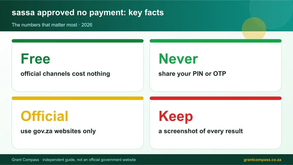 sassa approved no payment key facts at a glance infographic – sassa approved no payment South Africa 2026