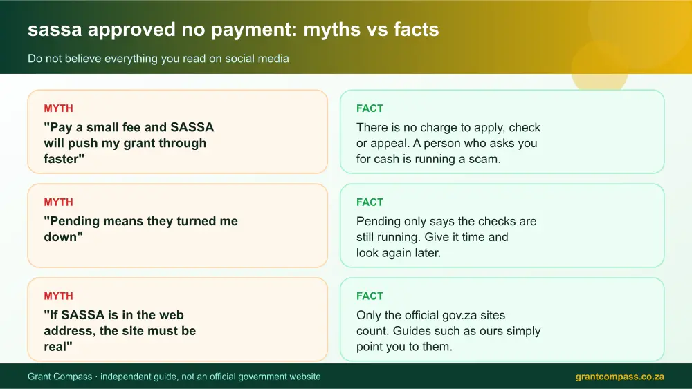 sassa approved no payment myths vs facts infographic – sassa approved no payment South Africa 2026