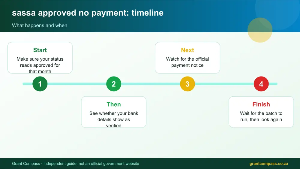 sassa approved no payment process timeline infographic – sassa approved no payment South Africa 2026