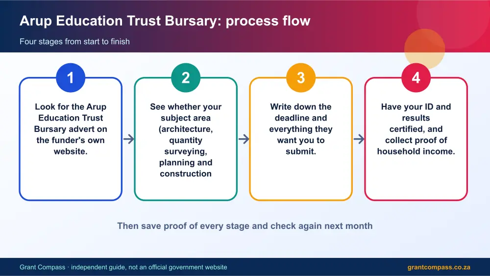 Arup Education Trust Bursary process flow chart infographic – arup education trust bursary South Africa 2026