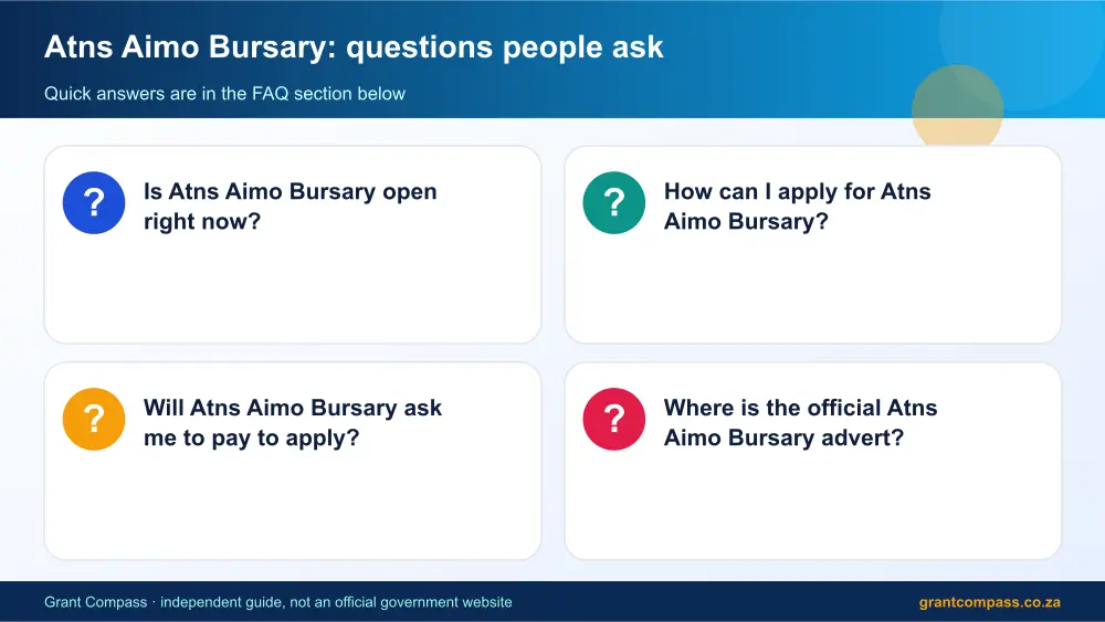 Atns Aimo Bursary common questions answered infographic – atns bursary South Africa 2026