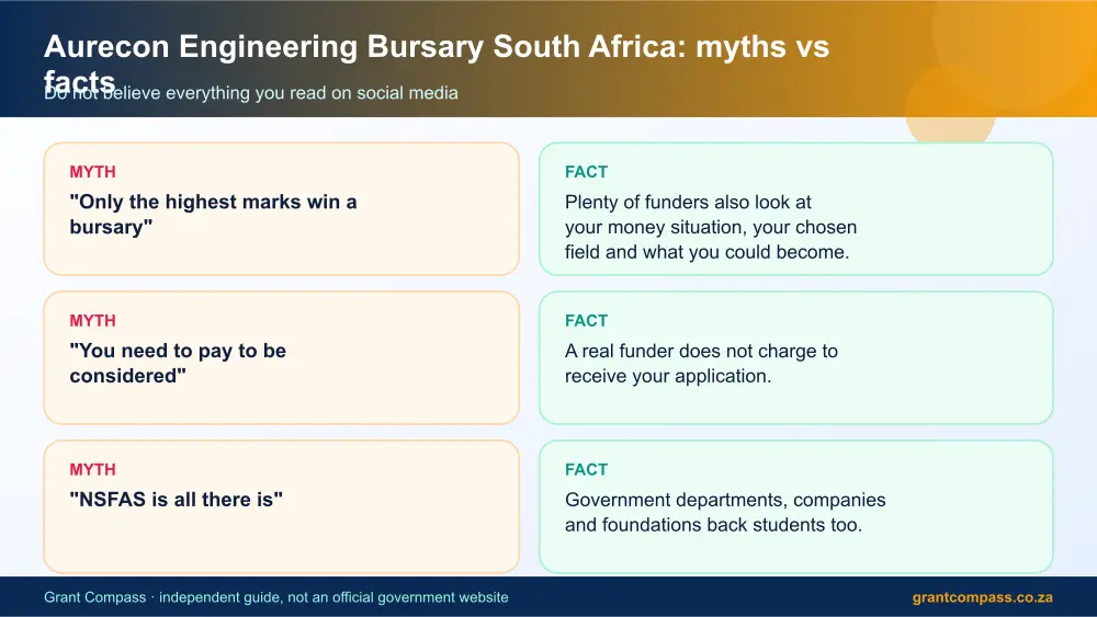 Aurecon Engineering Bursary South Africa myths vs facts infographic – zutari bursary South Africa 2026