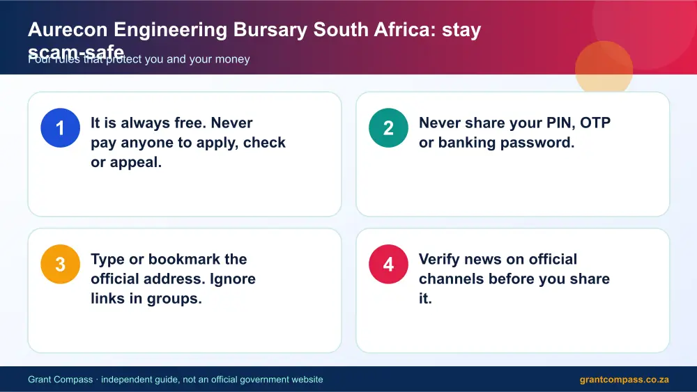 Aurecon Engineering Bursary South Africa stay safe from scams infographic – zutari bursary South Africa 2026