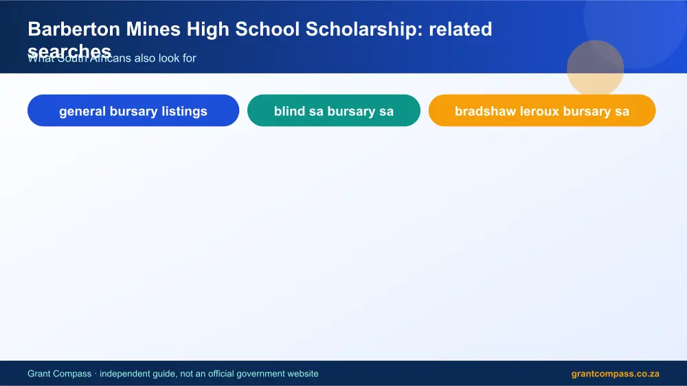 Barberton Mines High School Scholarship related topics map infographic – barberton mines high school scholarship bursary South Africa 2026