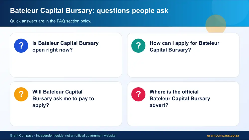 Bateleur Capital Bursary common questions answered infographic – bateleur capital bursary South Africa 2026