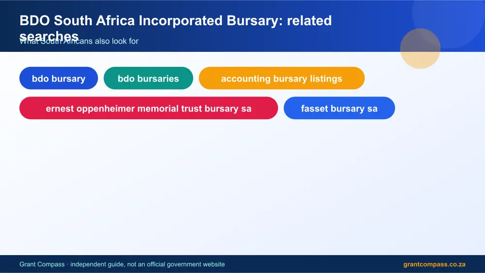BDO South Africa Incorporated Bursary related topics map infographic – bdo bursary South Africa 2026