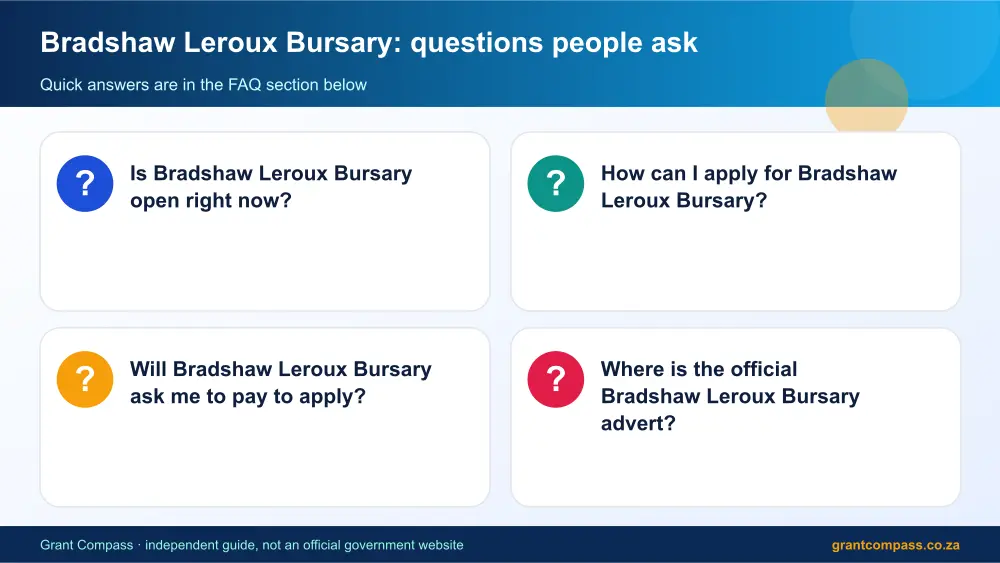 Bradshaw Leroux Bursary common questions answered infographic – bradshaw leroux bursary South Africa 2026