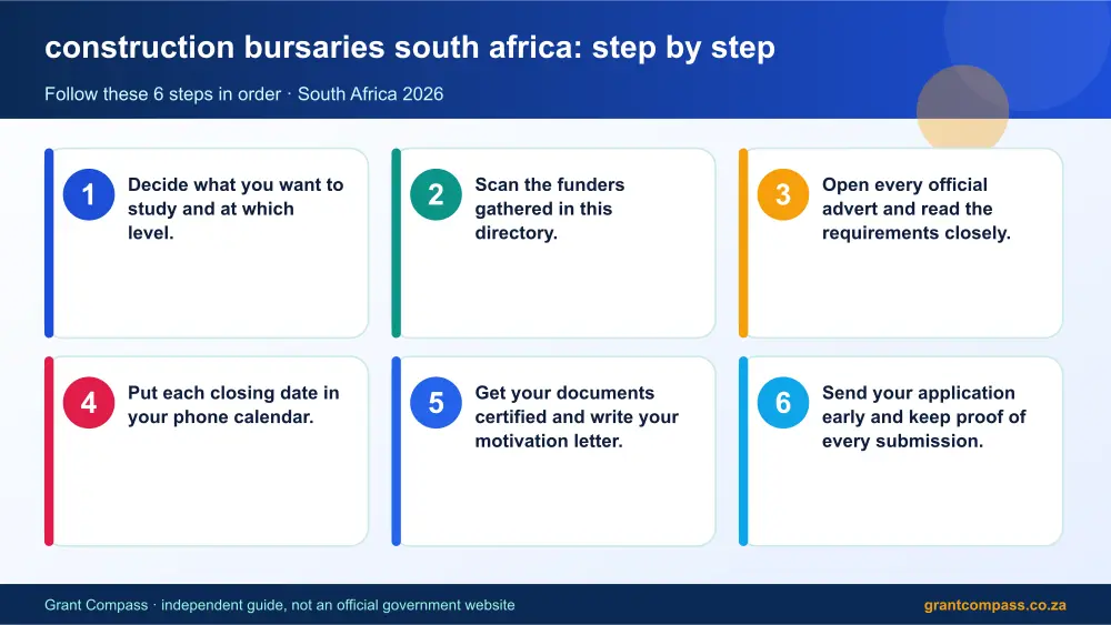 construction bursaries south africa step by step guide infographic – construction bursaries south africa South Africa 2026