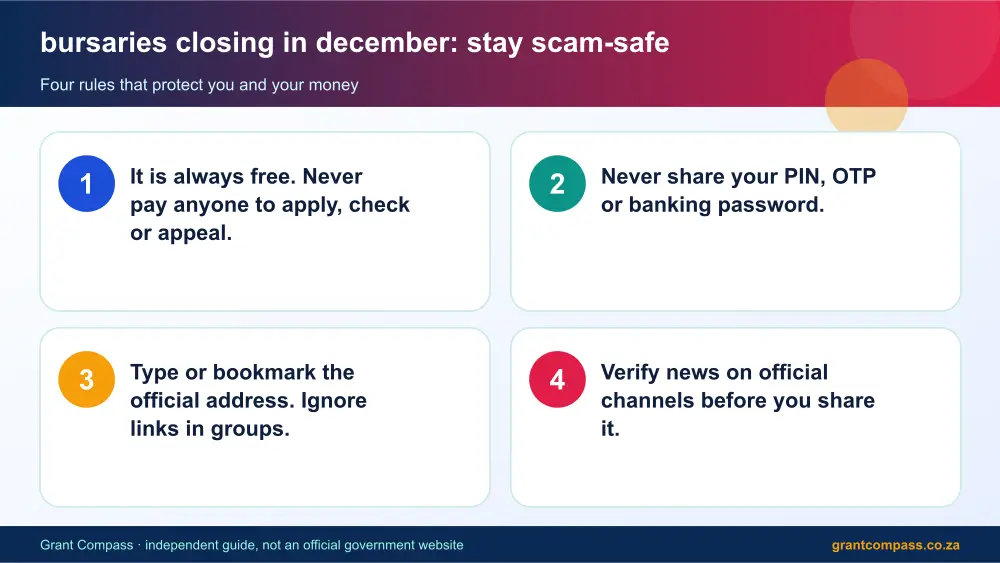 bursaries closing in december stay safe from scams infographic – bursaries closing in december South Africa 2026