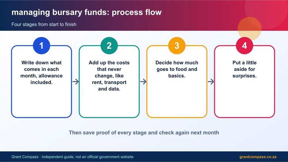 managing bursary funds process flow chart infographic – managing bursary funds South Africa 2026