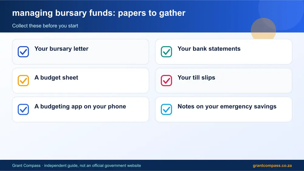 managing bursary funds required papers tick list infographic – managing bursary funds South Africa 2026