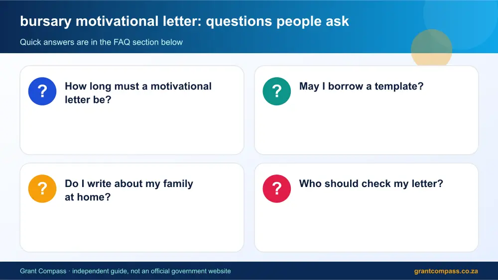 bursary motivational letter common questions answered infographic – bursary motivational letter South Africa 2026
