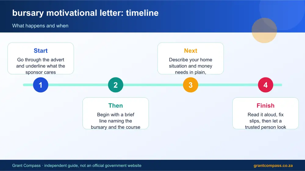 bursary motivational letter process timeline infographic – bursary motivational letter South Africa 2026