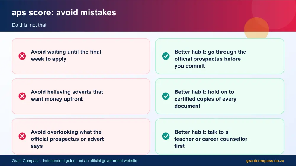 aps score mistakes to avoid and tips infographic – aps score South Africa 2026