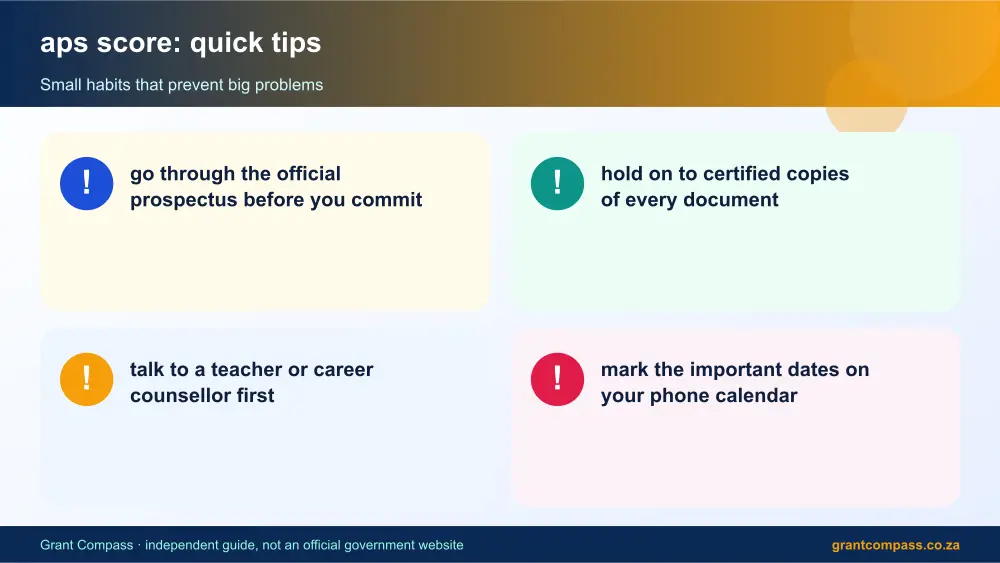 aps score quick tips cards infographic – aps score South Africa 2026
