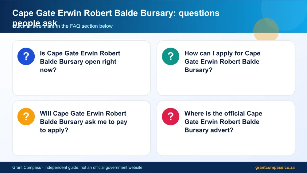 Cape Gate Erwin Robert Balde Bursary common questions answered infographic – cape gate erwin robert balde bursary South Africa 2026