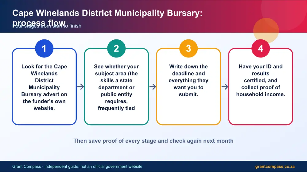Cape Winelands District Municipality Bursary process flow chart infographic – cape winelands district municipality bursary South Africa 2026