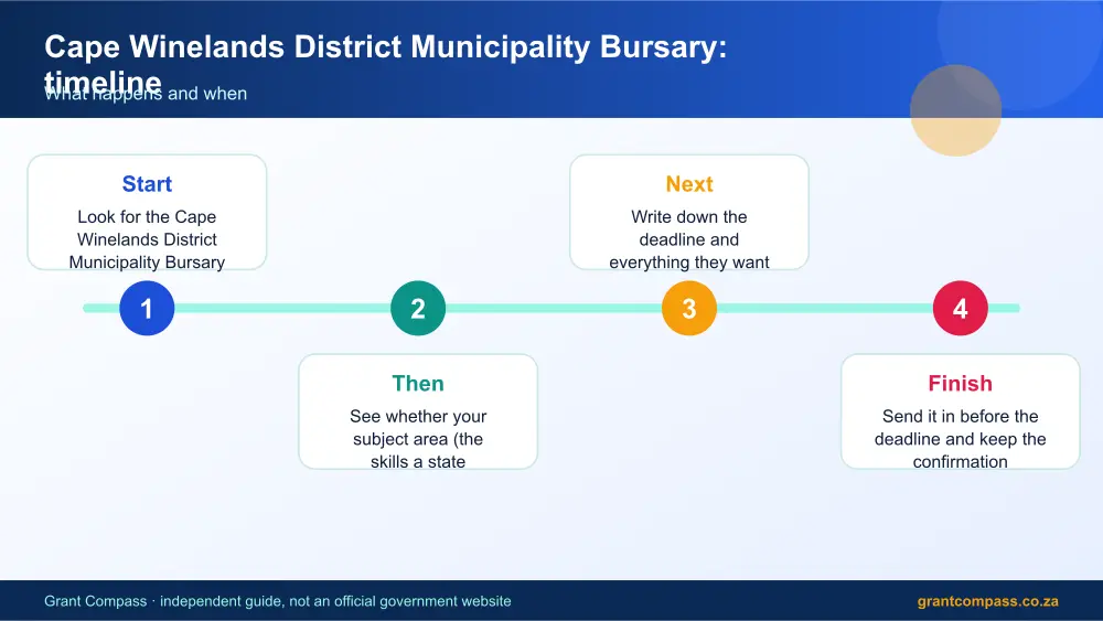 Cape Winelands District Municipality Bursary process timeline infographic – cape winelands district municipality bursary South Africa 2026