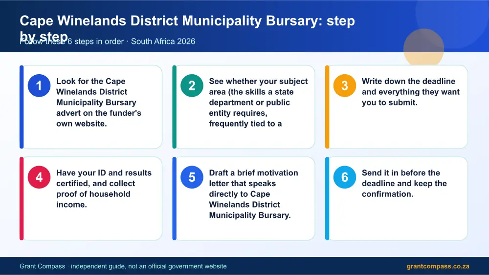 Cape Winelands District Municipality Bursary step by step guide infographic – cape winelands district municipality bursary South Africa 2026