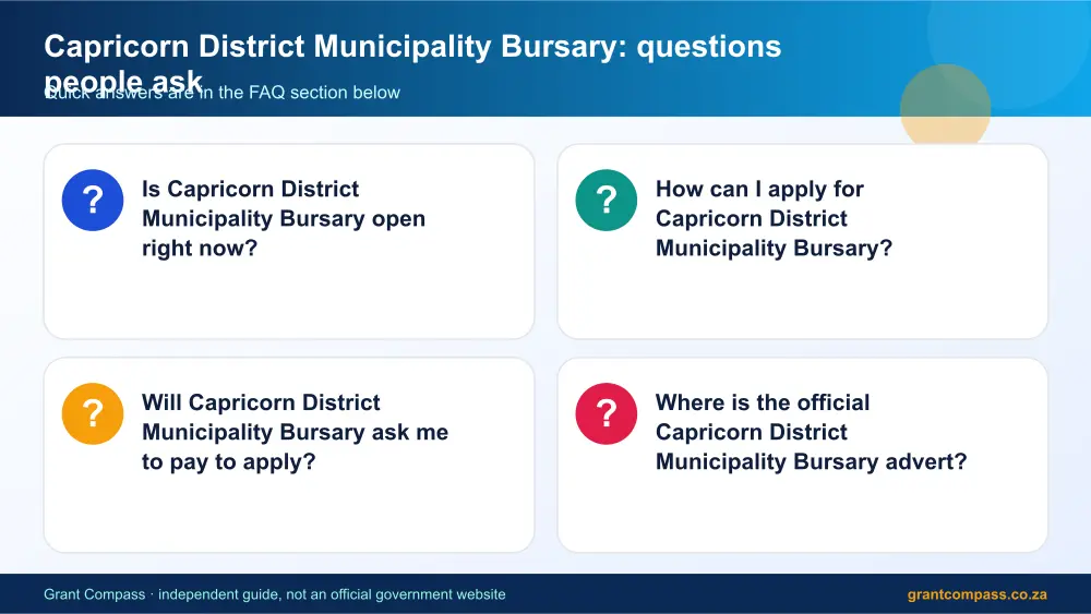 Capricorn District Municipality Bursary common questions answered infographic – capricorn district municipality bursary South Africa 2026