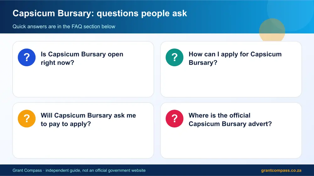 Capsicum Bursary common questions answered infographic – bursaries for culinary school South Africa 2026