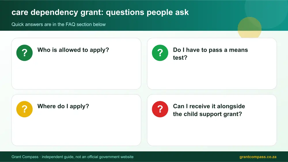 care dependency grant common questions answered infographic – care dependency grant South Africa 2026