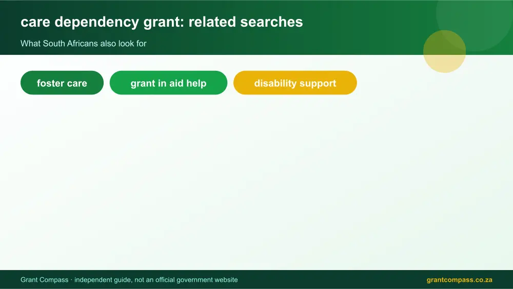 care dependency grant related topics map infographic – care dependency grant South Africa 2026
