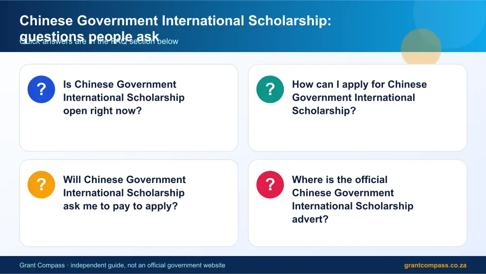 Chinese Government International Scholarship common questions answered infographic – chinese government international scholarship South Africa 2026