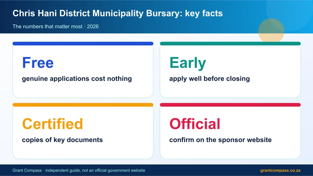 Chris Hani District Municipality Bursary key facts at a glance infographic – chris hani district municipality bursary South Africa 2026