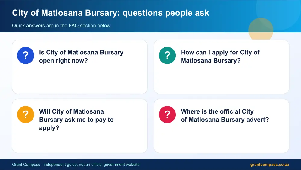 City of Matlosana Bursary common questions answered infographic – city of matlosana bursary South Africa 2026