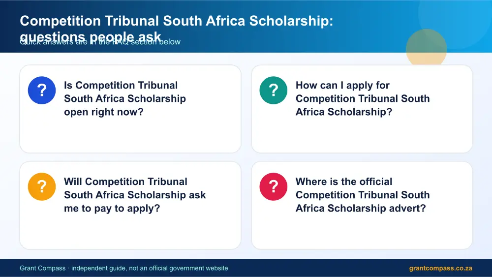Competition Tribunal South Africa Scholarship common questions answered infographic – competition tribunal scholarship bursary South Africa 2026