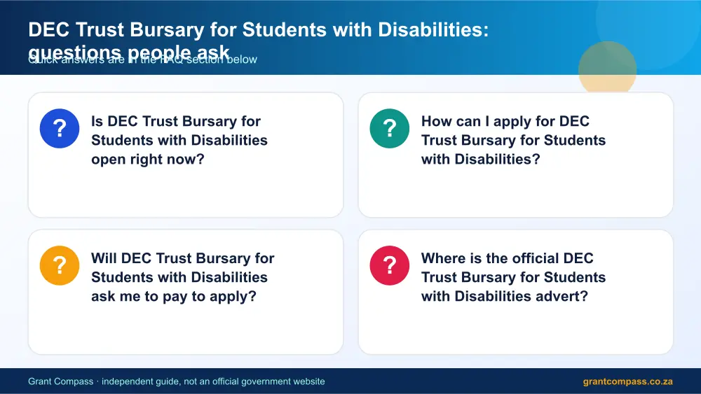 DEC Trust Bursary for Students with Disabilities common questions answered infographic – dec trust bursary for students with disabilities South Africa 2026