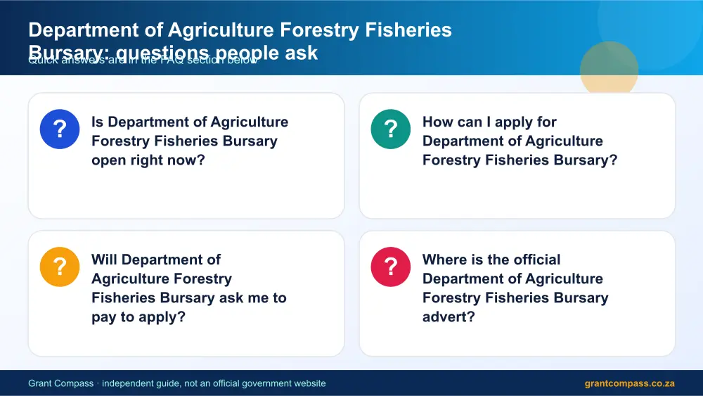 Department of Agriculture Forestry Fisheries Bursary common questions answered infographic – department of agriculture forestry fisheries bursary South Africa 2026