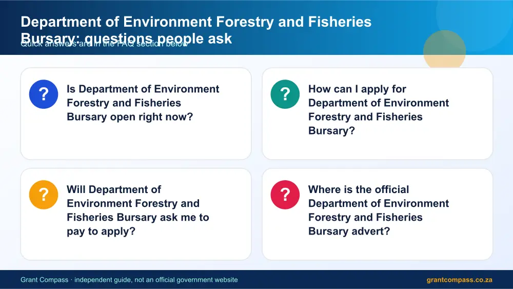 Department of Environment Forestry and Fisheries Bursary common questions answered infographic – dffe bursary South Africa 2026