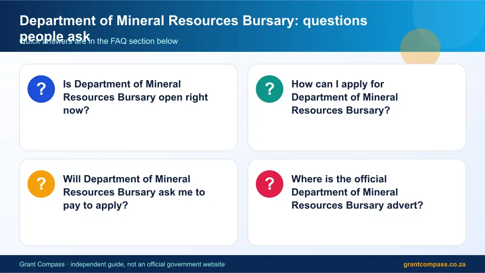 Department of Mineral Resources Bursary common questions answered infographic – dmre bursary South Africa 2026