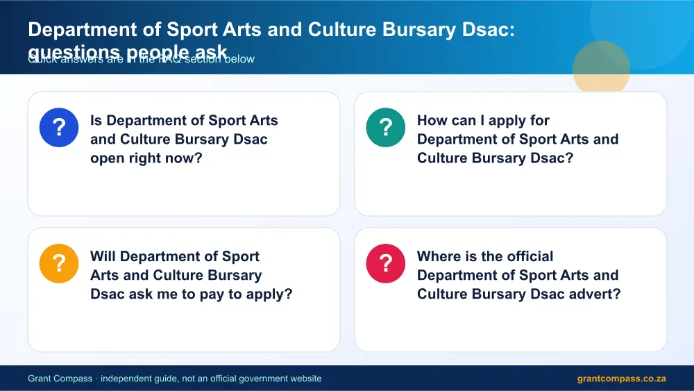 Department of Sport Arts and Culture Bursary Dsac common questions answered infographic – dsac bursary South Africa 2026