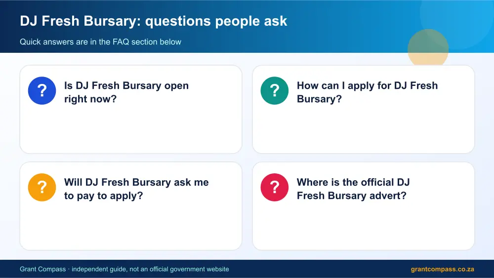 DJ Fresh Bursary common questions answered infographic – dj fresh bursary scholarship South Africa 2026