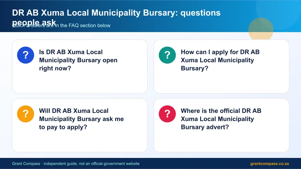DR AB Xuma Local Municipality Bursary common questions answered infographic – dr ab xuma local municipality bursary South Africa 2026