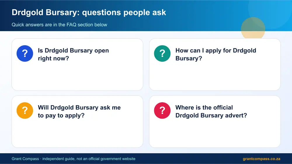 Drdgold Bursary common questions answered infographic – drdgold bursary South Africa 2026