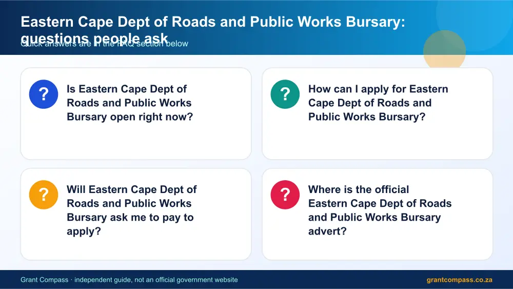 Eastern Cape Dept of Roads and Public Works Bursary common questions answered infographic – eastern cape dept of roads and public works bursary South Africa 2026