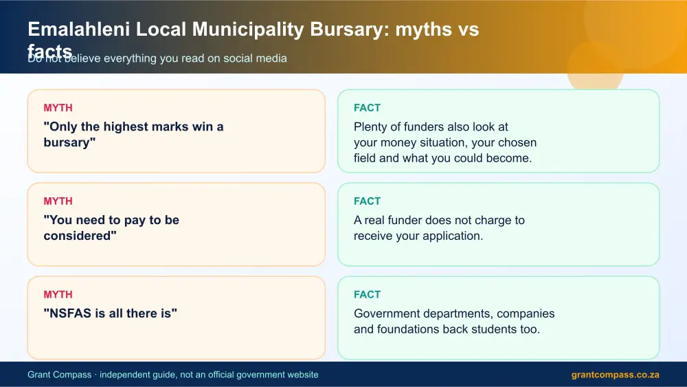 Emalahleni Local Municipality Bursary myths vs facts infographic – emalahleni local municipality bursary South Africa 2026