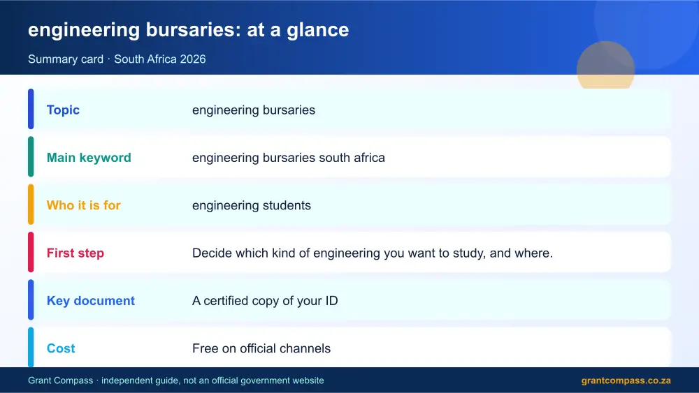 engineering bursaries at a glance summary infographic – engineering bursaries south africa South Africa 2026